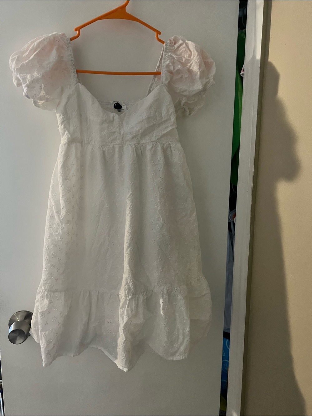 H&M White Eyelet Puff-Sleeve Dress for Girls